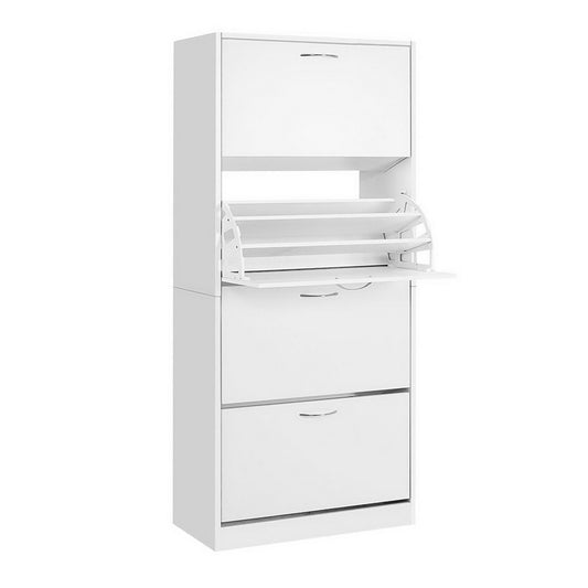 Marlook Shoe Rack Cabinet 60 Pairs 4 Doors - White
