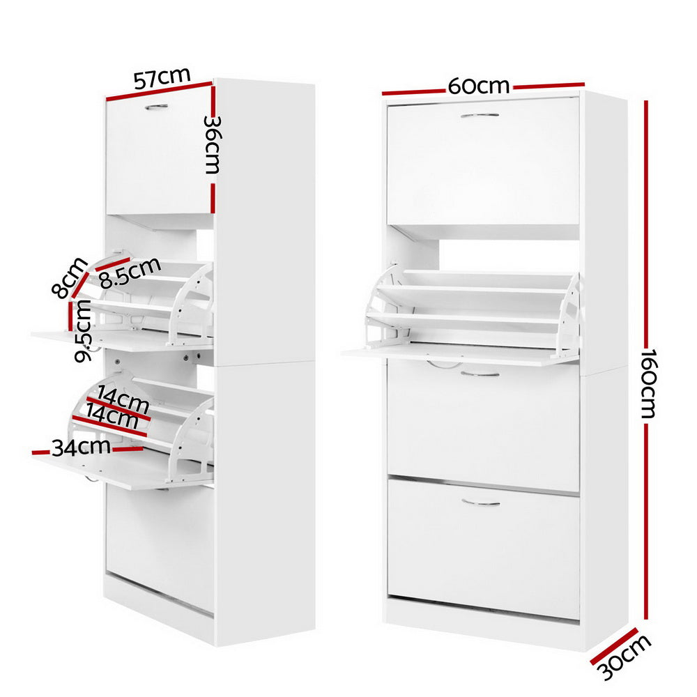 Marlook Shoe Rack Cabinet 60 Pairs 4 Doors - White