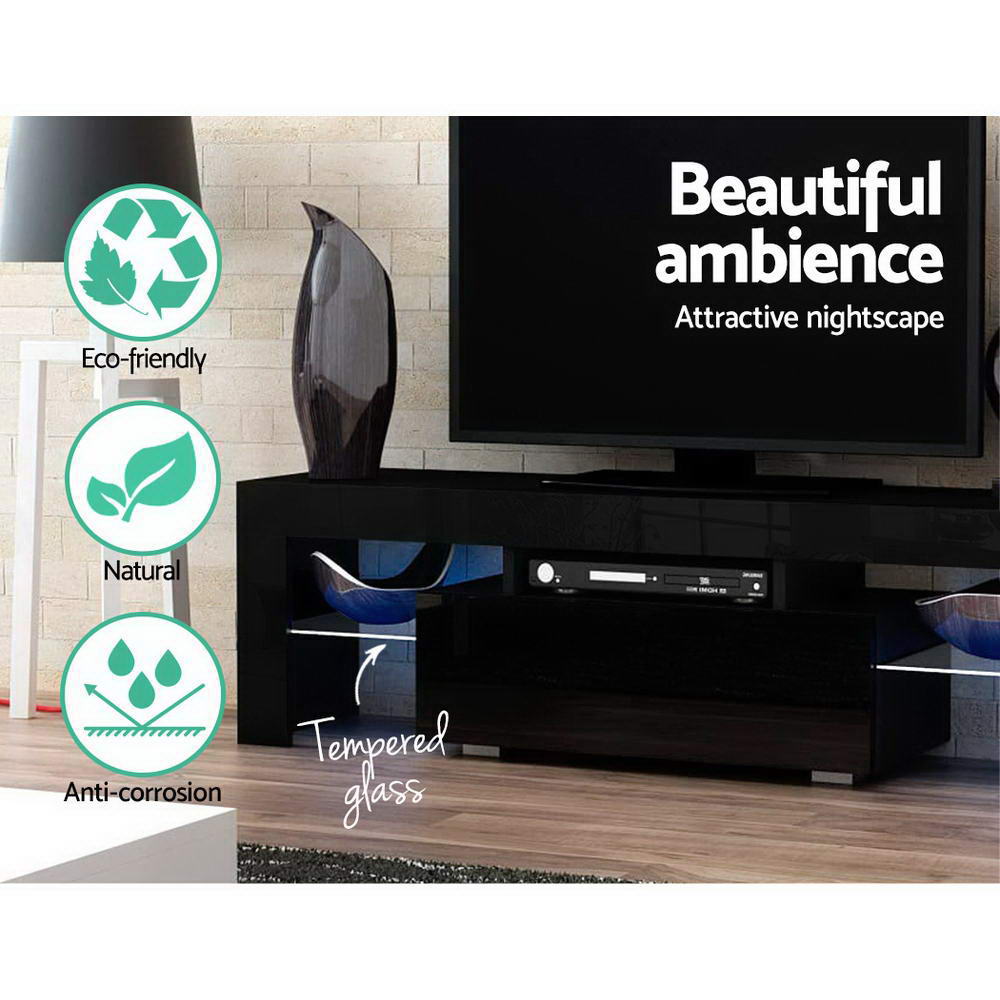 Marlook Entertainment Unit TV Cabinet LED 130cm Black Elo