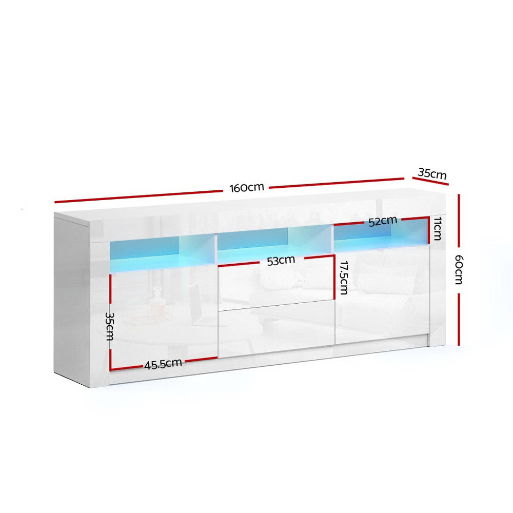 Marlook Entertainment Unit TV Cabinet LED 160cm White Anna
