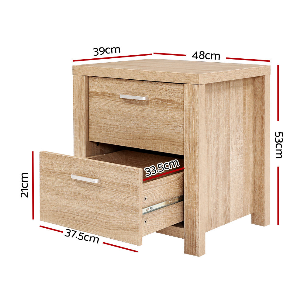 Marlook Bedside Table 2 Drawers - MAXI Pine