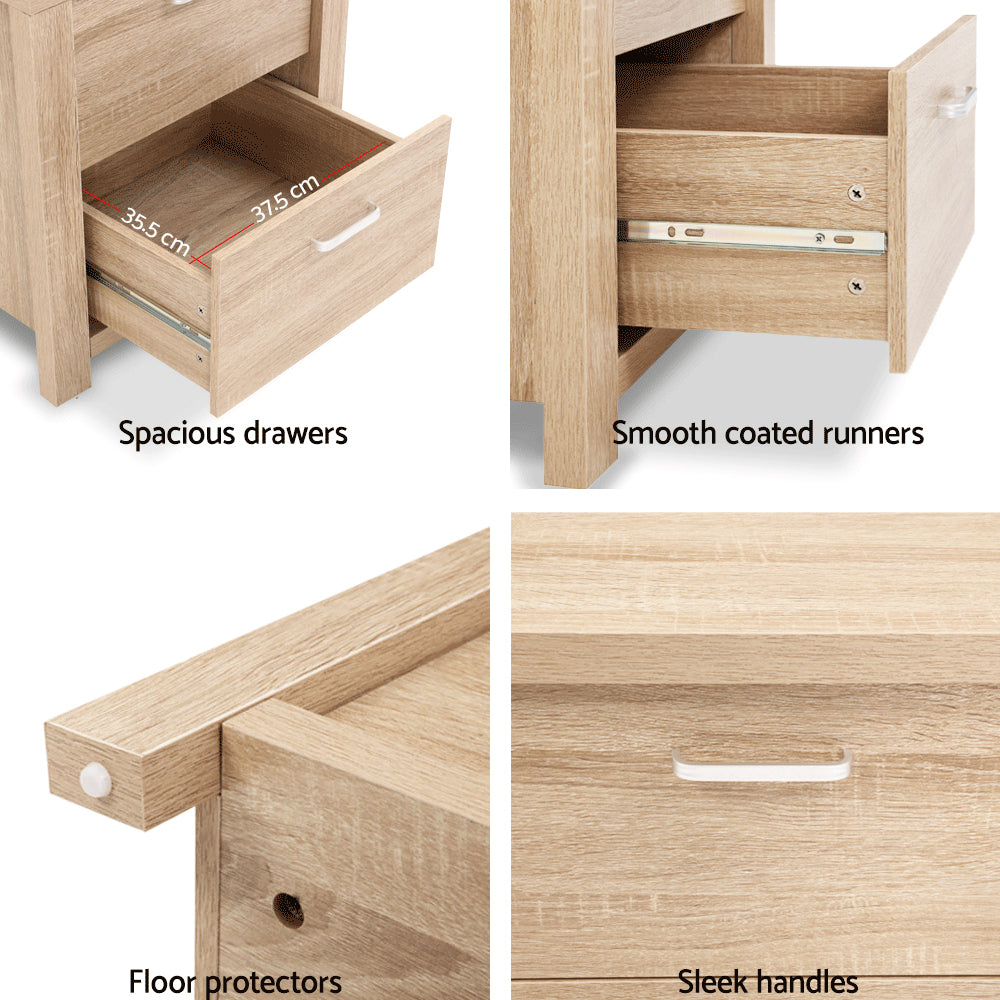 Marlook Bedside Table 2 Drawers - MAXI Pine