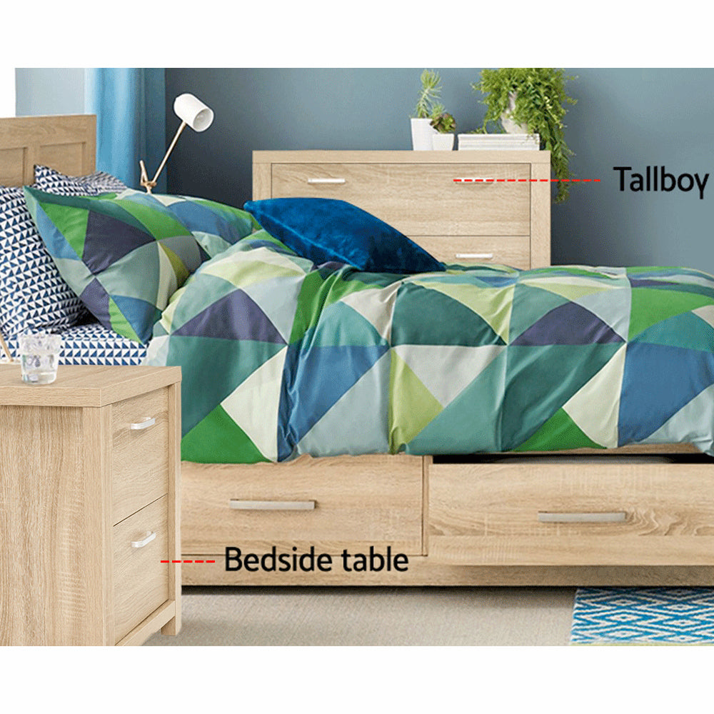 Marlook Bedside Table 2 Drawers - MAXI Pine