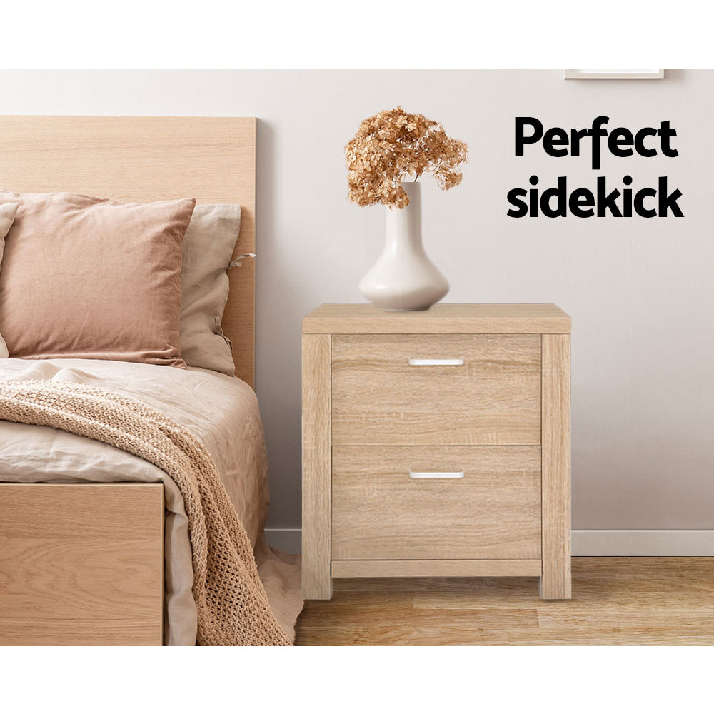 Marlook Bedside Table 2 Drawers - MAXI Pine
