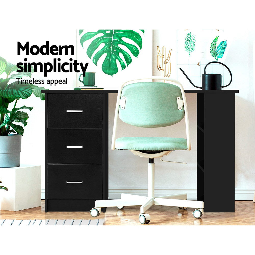 Marlook Computer Desk Drawer Shelf Cabinet Black 120CM