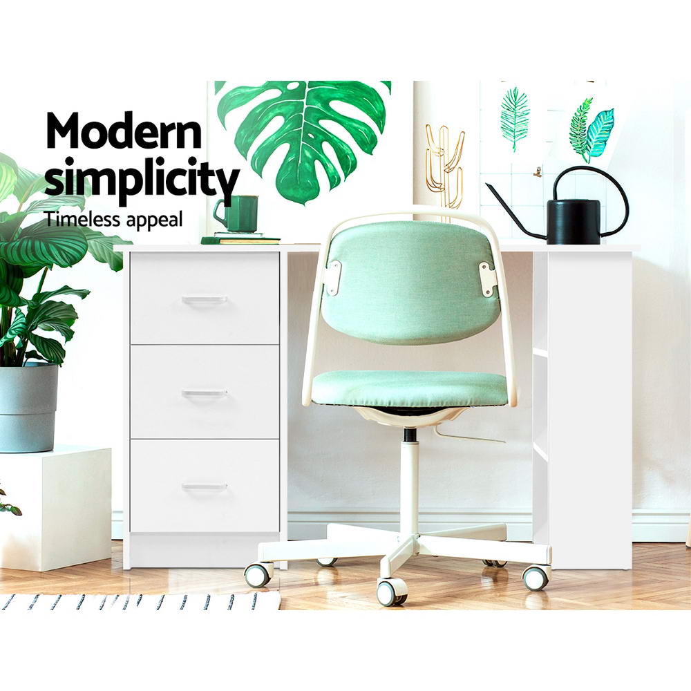 Marlook Computer Desk Drawer Shelf Cabinet White 120CM