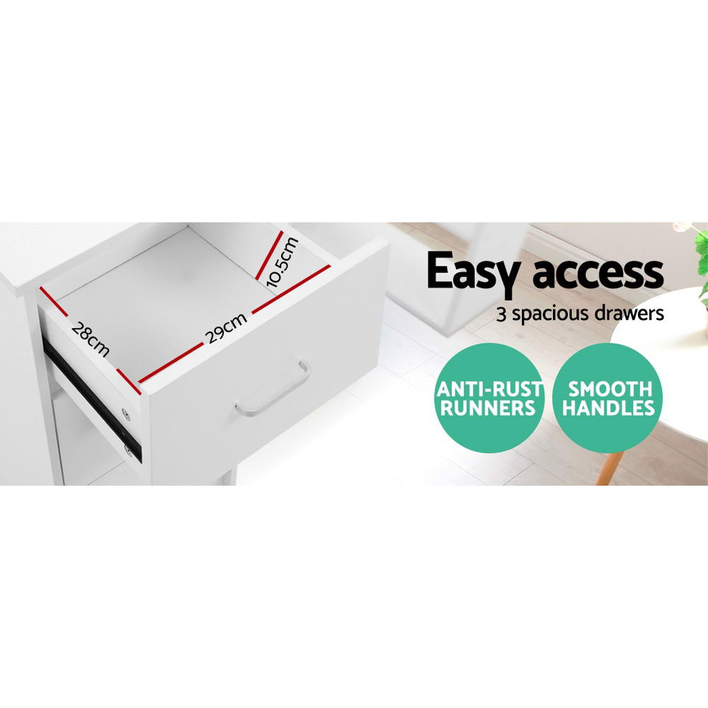Marlook Computer Desk Drawer Shelf Cabinet White 120CM