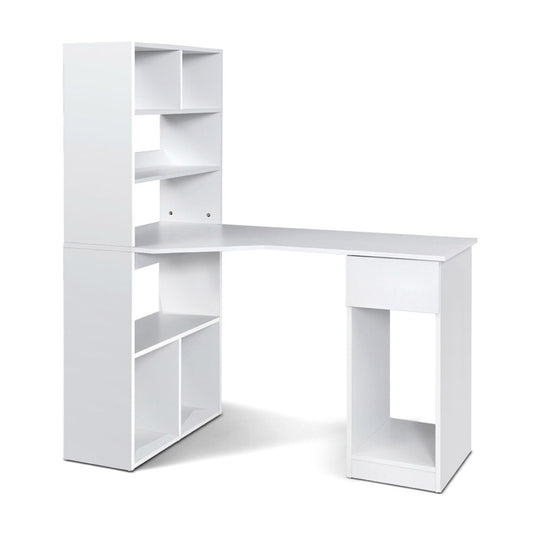 Marlook Computer Desk Bookshelf Drawer Cabinet White 120CM