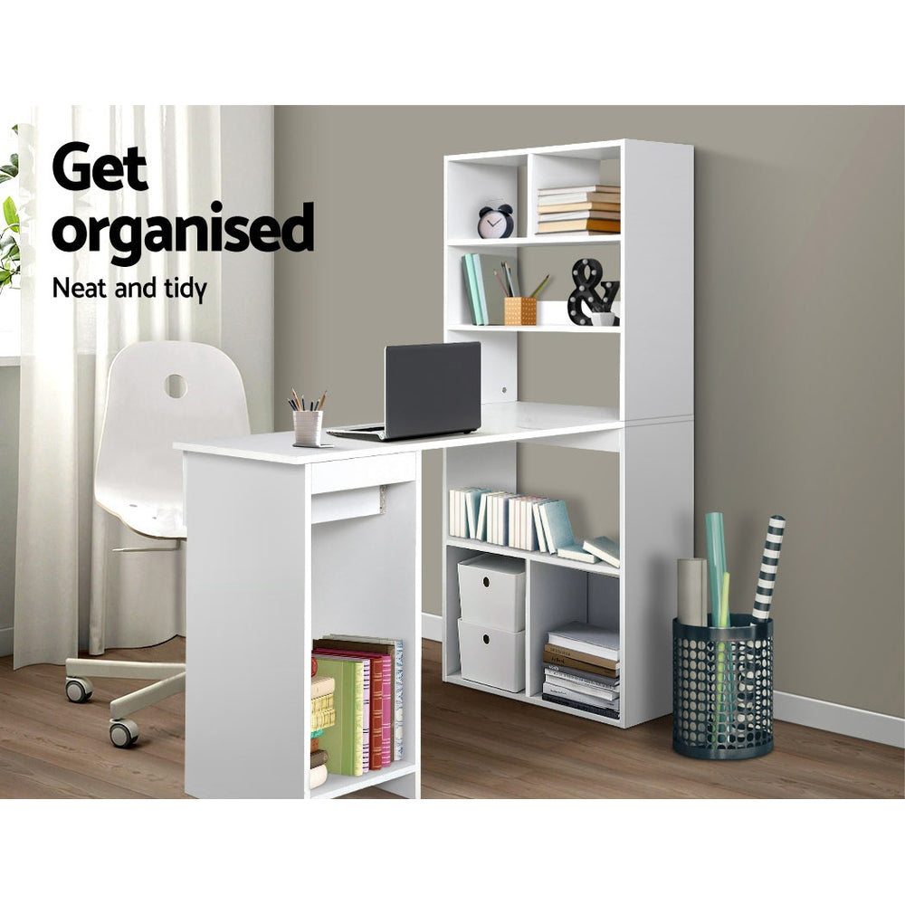 Marlook Computer Desk Bookshelf Drawer Cabinet White 120CM