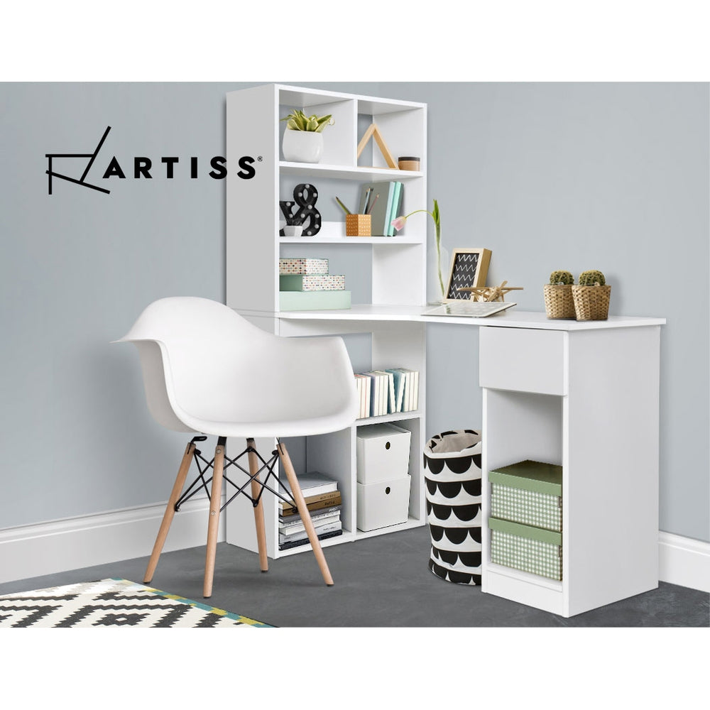 Marlook Computer Desk Bookshelf Drawer Cabinet White 120CM