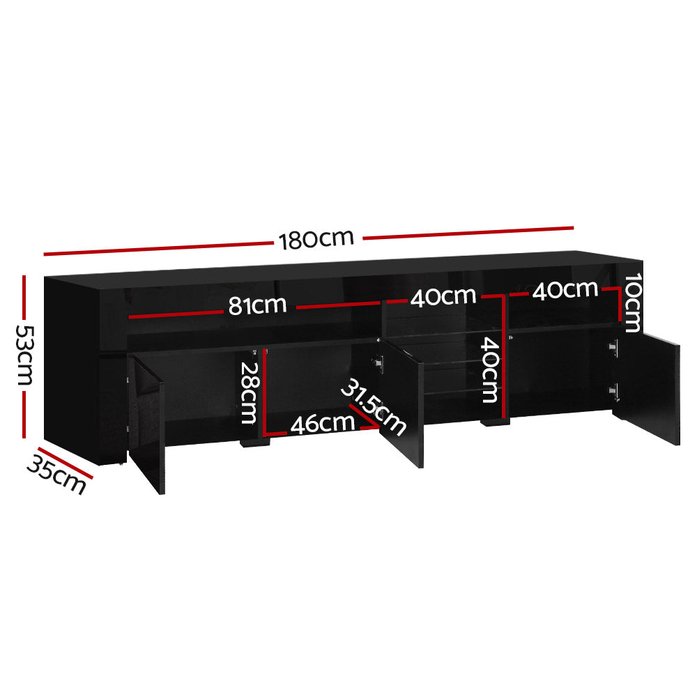 Marlook Entertainment Unit TV Cabinet LED 180cm Black Bobi