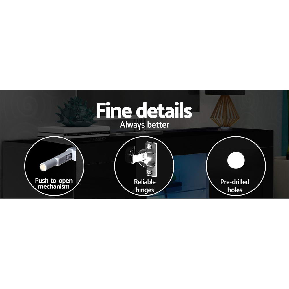 Marlook Entertainment Unit TV Cabinet LED 180cm Black Bobi