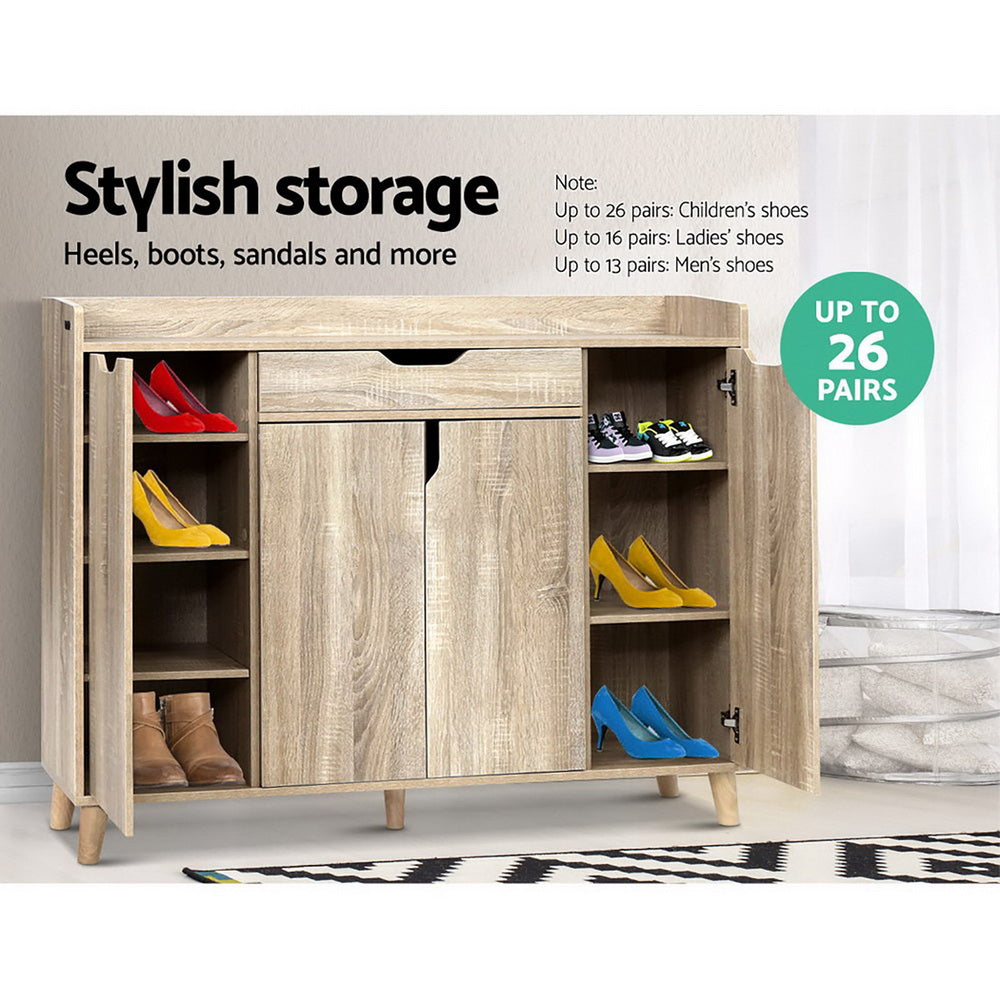 Marlook Shoe Rack Cabinet 26 Pairs Adjustable Pine Cissy
