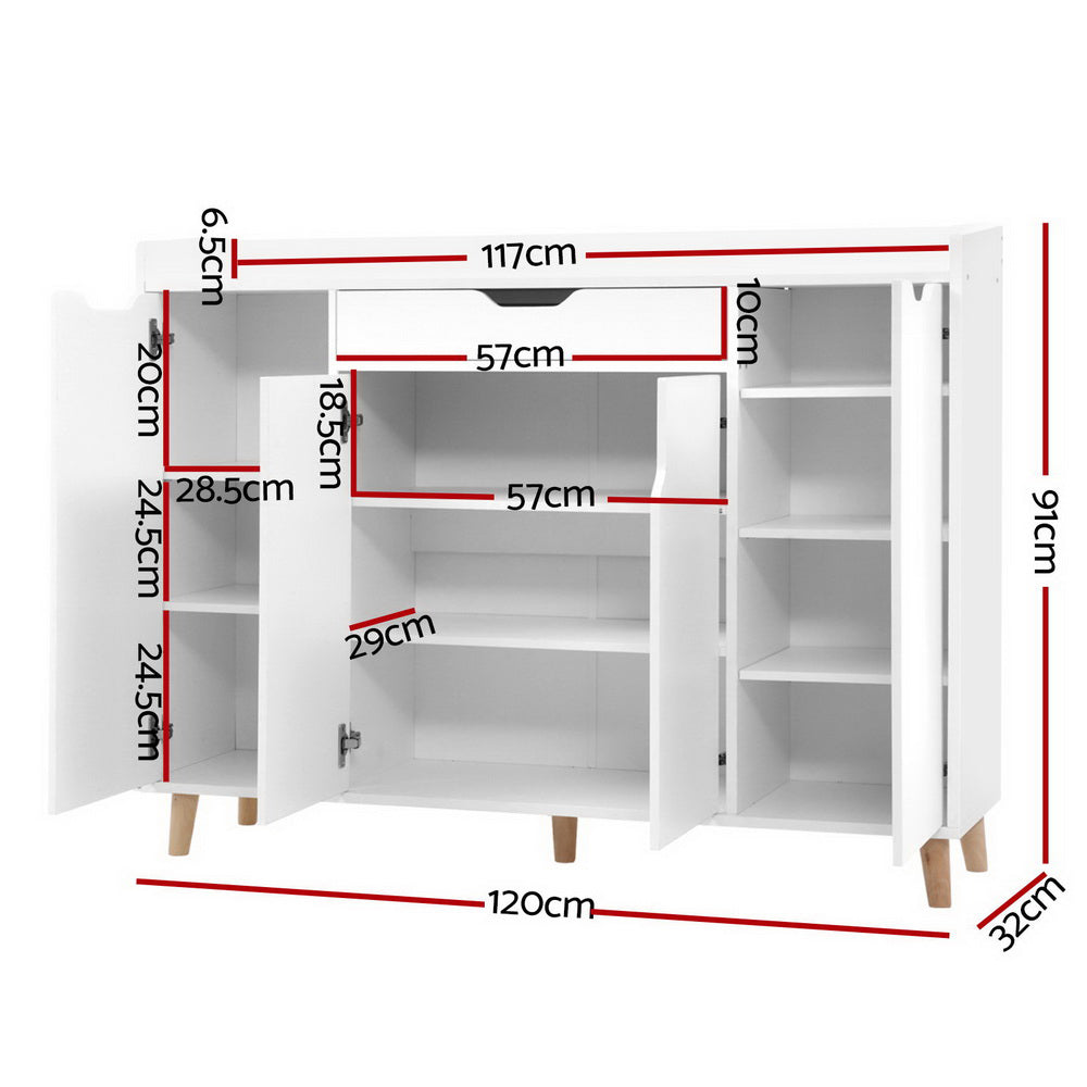 Marlook Shoe Rack Cabinet 26 Pairs Adjustable White Cissy