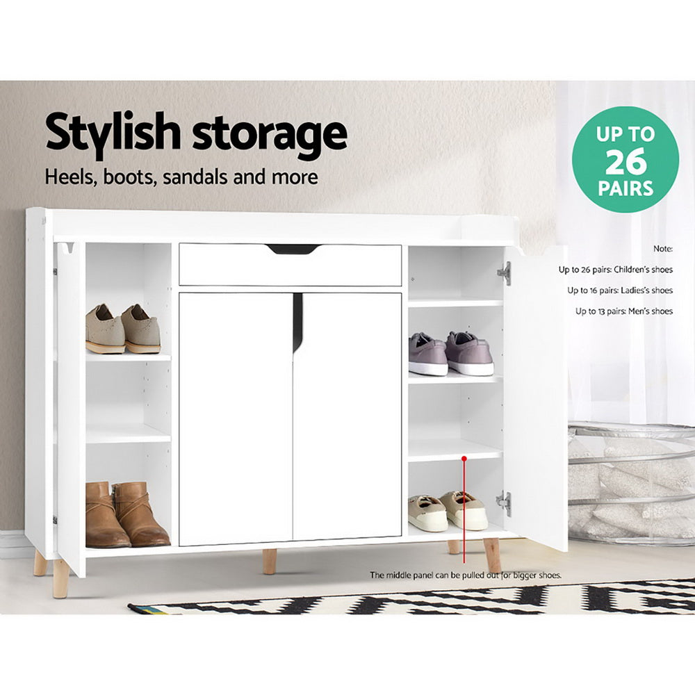 Marlook Shoe Rack Cabinet 26 Pairs Adjustable White Cissy