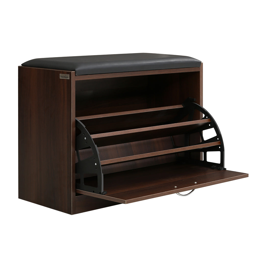 Marlook Shoe Rack Cabinet Bench15 Pairs Walnut Kyla