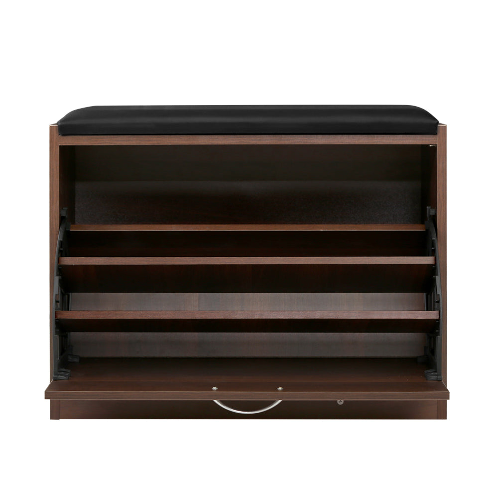 Marlook Shoe Rack Cabinet Bench15 Pairs Walnut Kyla