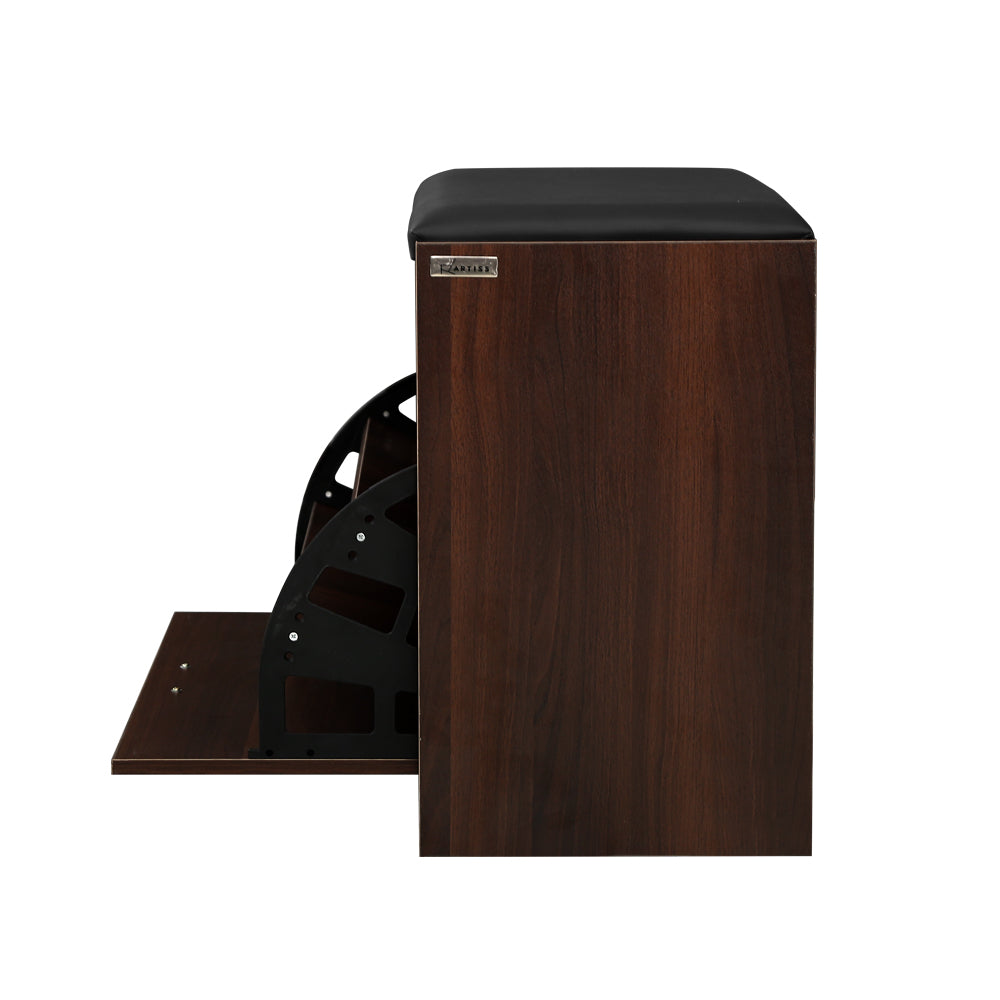 Marlook Shoe Rack Cabinet Bench15 Pairs Walnut Kyla