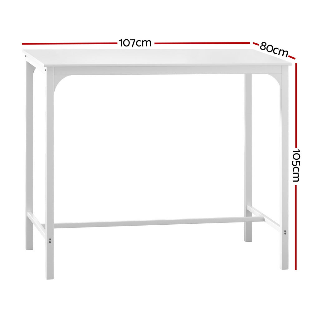 Marlook Bar Table Dining Desk High Kitchen Shelf Metal Legs Cafe Pub White