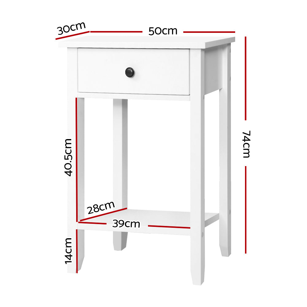 Marlook Bedside Table 1 Drawer with Shelf - BOWIE White