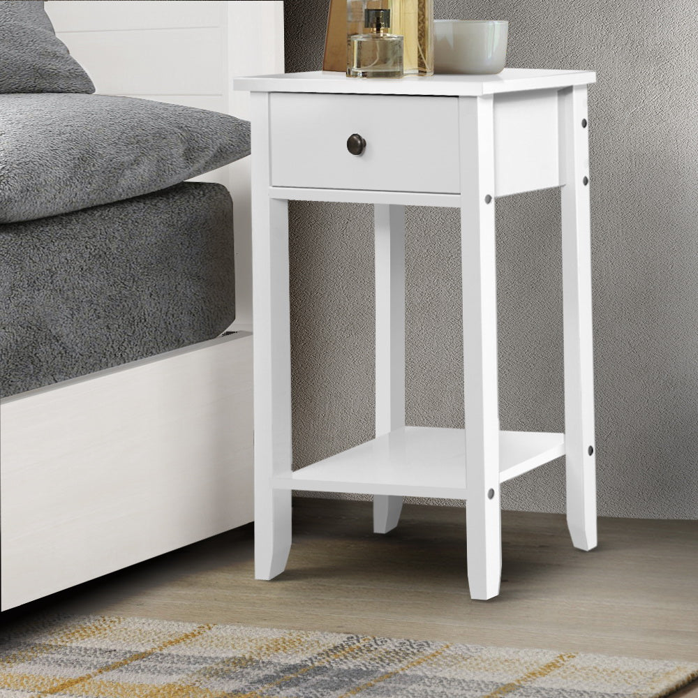 Marlook Bedside Table 1 Drawer with Shelf - BOWIE White
