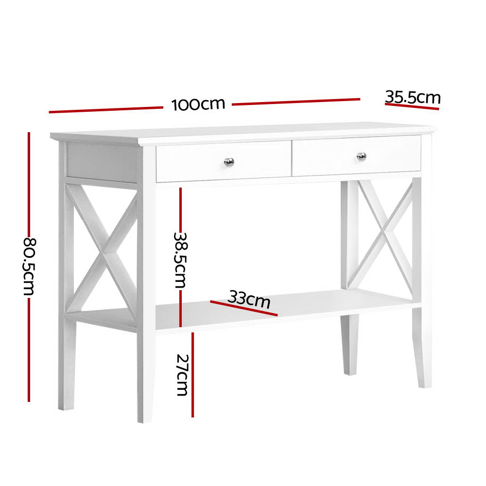 Marlook Console Table 2 Drawers 100CM White Chole