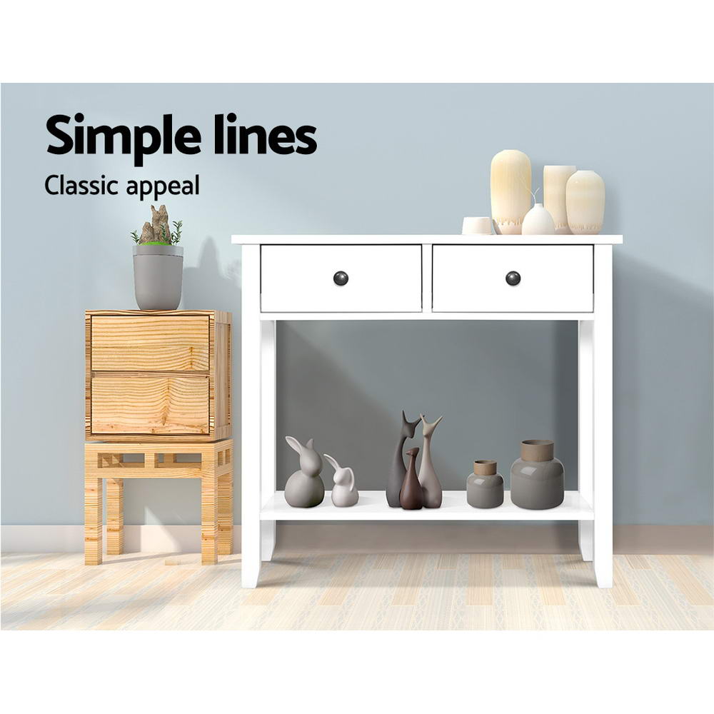 Marlook Console Table 2 Drawers 80CM White Chole