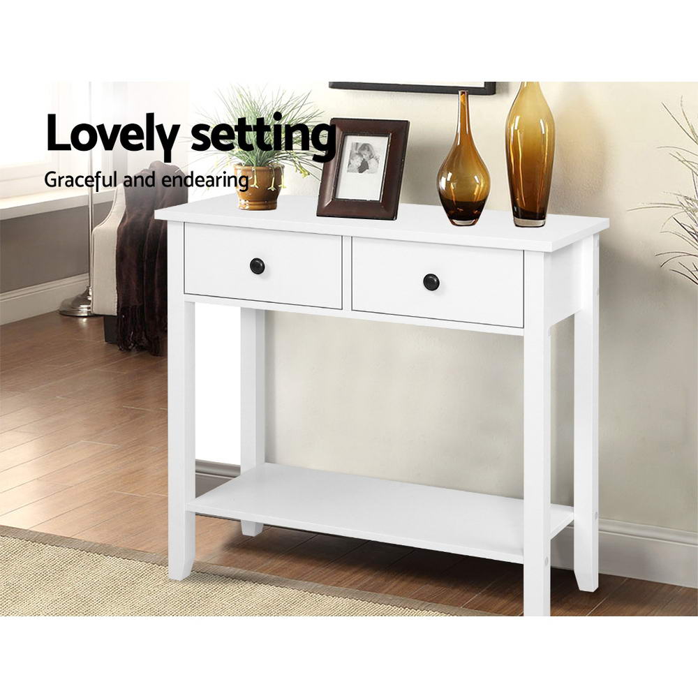 Marlook Console Table 2 Drawers 80CM White Chole