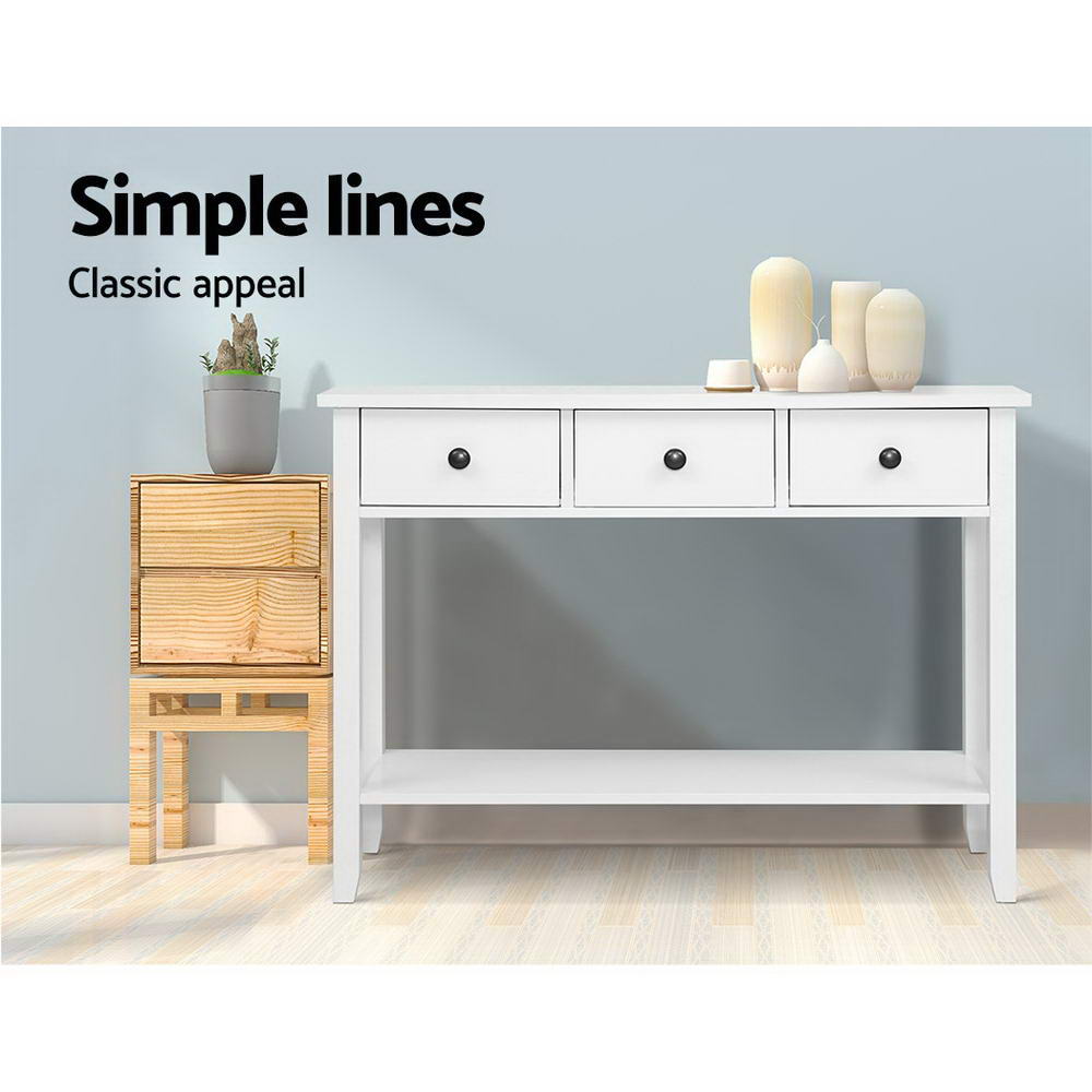 Marlook Console Table 3 Drawers 100CM White Chole