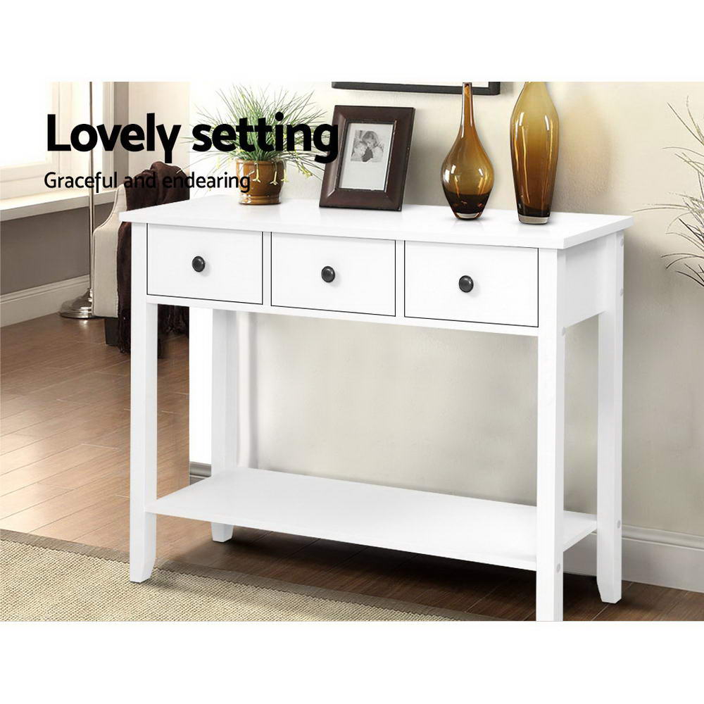 Marlook Console Table 3 Drawers 100CM White Chole