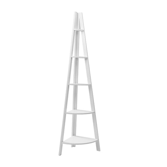 Marlook Bookshelf Corner Shelf 5 Tiers - CANE White