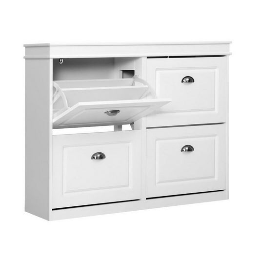 Marlook Shoe Rack Cabinet 24 Pairs 4-tier White Paul