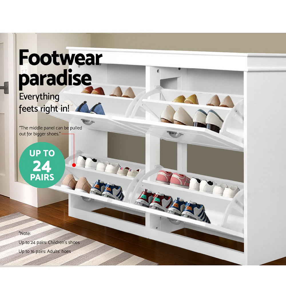 Marlook Shoe Rack Cabinet 24 Pairs 4-tier White Paul