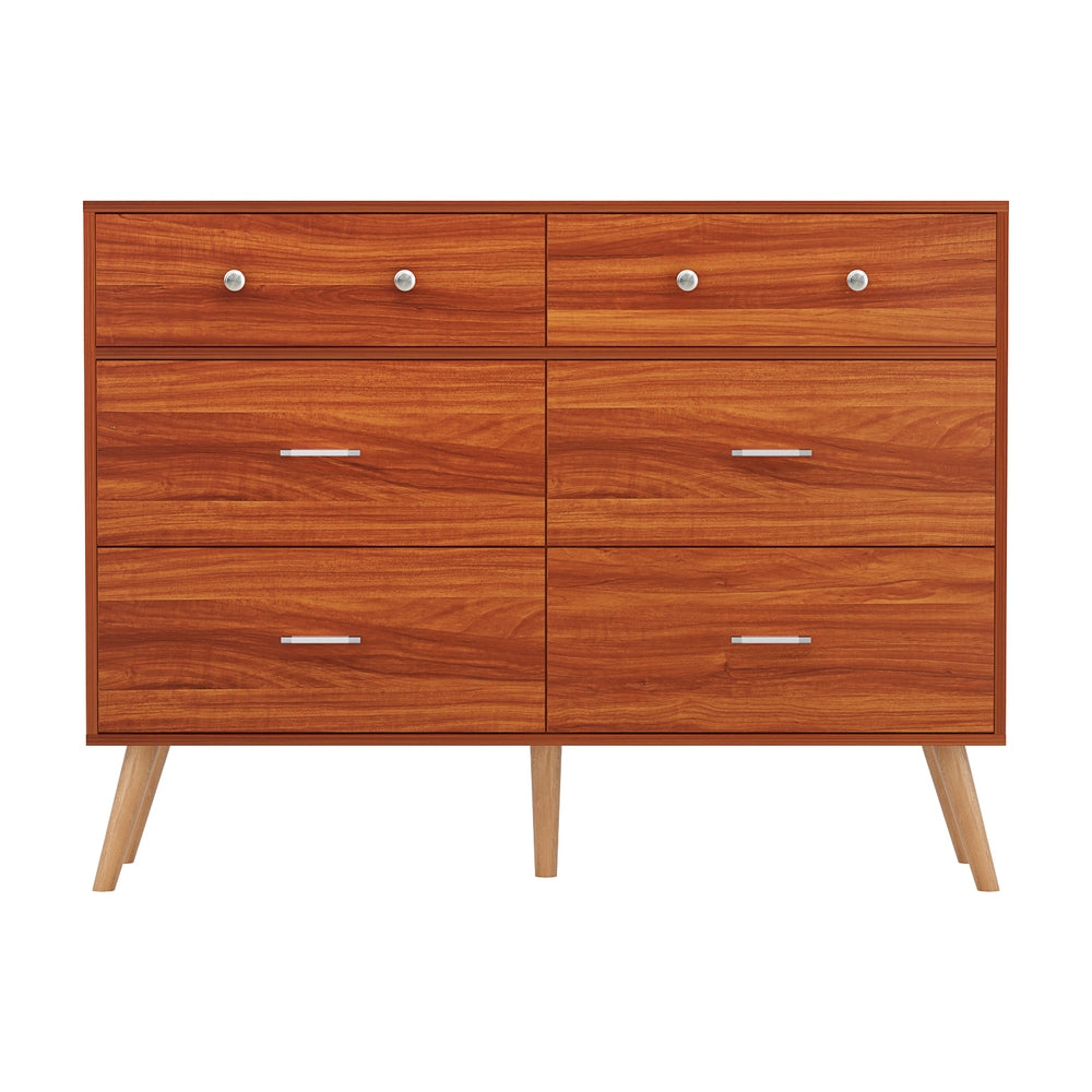 Marlook 6 Chest of Drawers Storage Cabinet Walnut