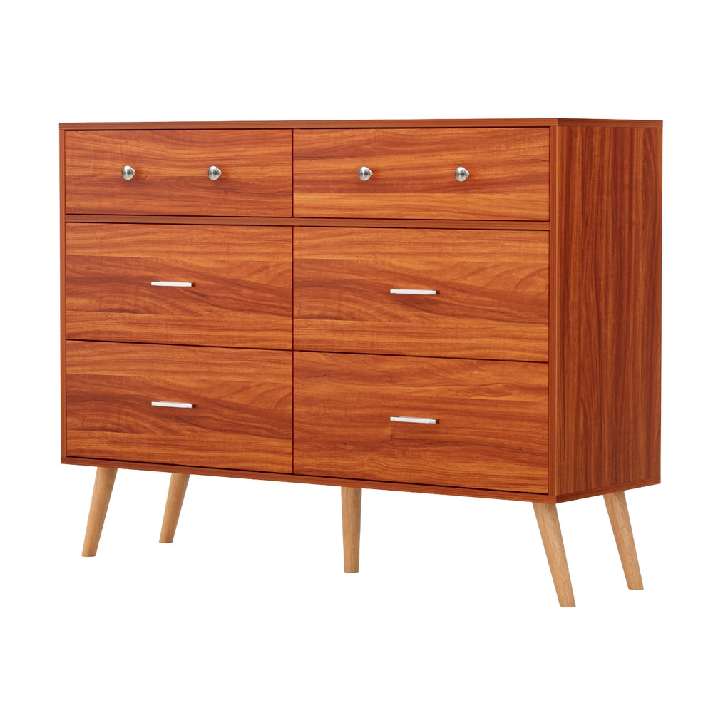 Marlook 6 Chest of Drawers Storage Cabinet Walnut