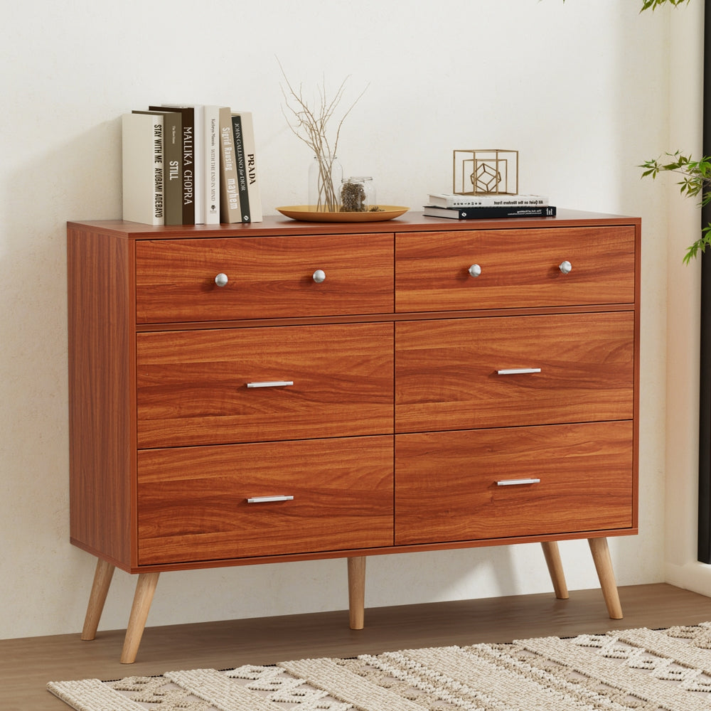 Marlook 6 Chest of Drawers Storage Cabinet Walnut