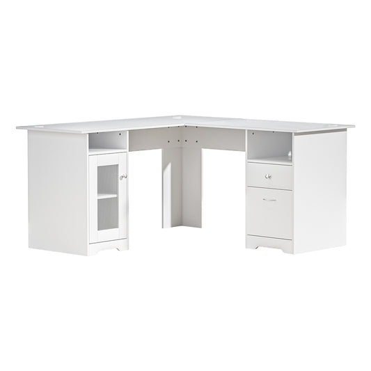 Marlook Corner Computer Desk Office Study Desks Table L-Shape Drawers Tables