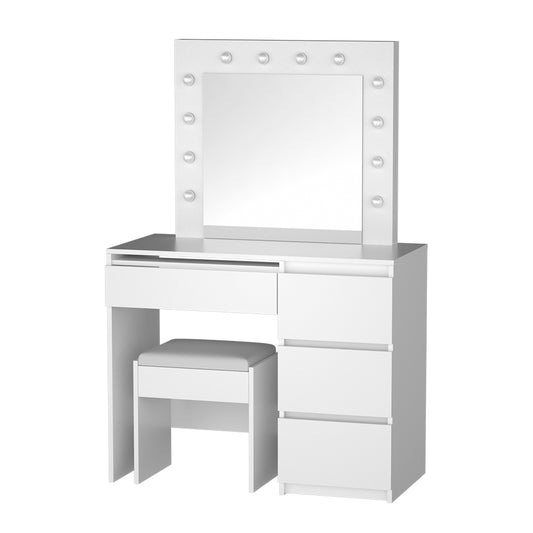 Marlook Dressing Table Set Stool 12 Led Bulbs White