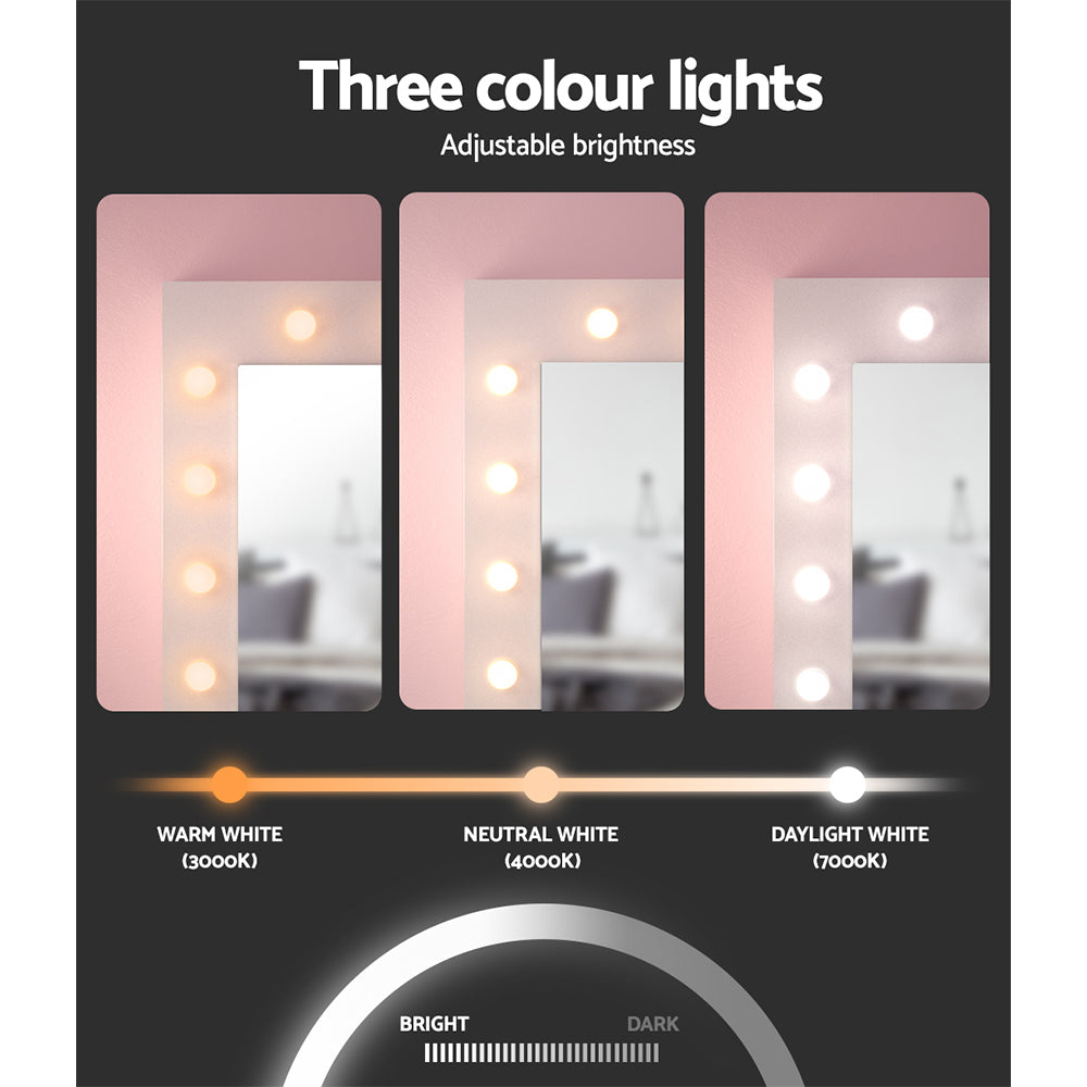 Marlook Dressing Table Set Stool 12 Led Bulbs White