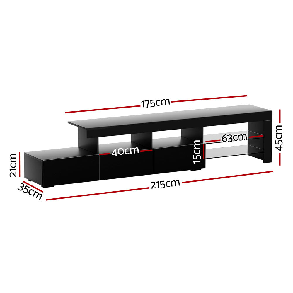 Marlook Entertainment Unit TV Cabinet LED 215cm Black Caya