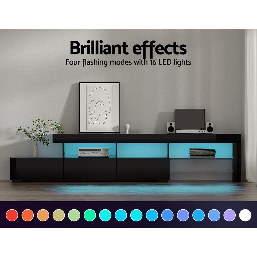 Marlook Entertainment Unit TV Cabinet LED 215cm Black Caya
