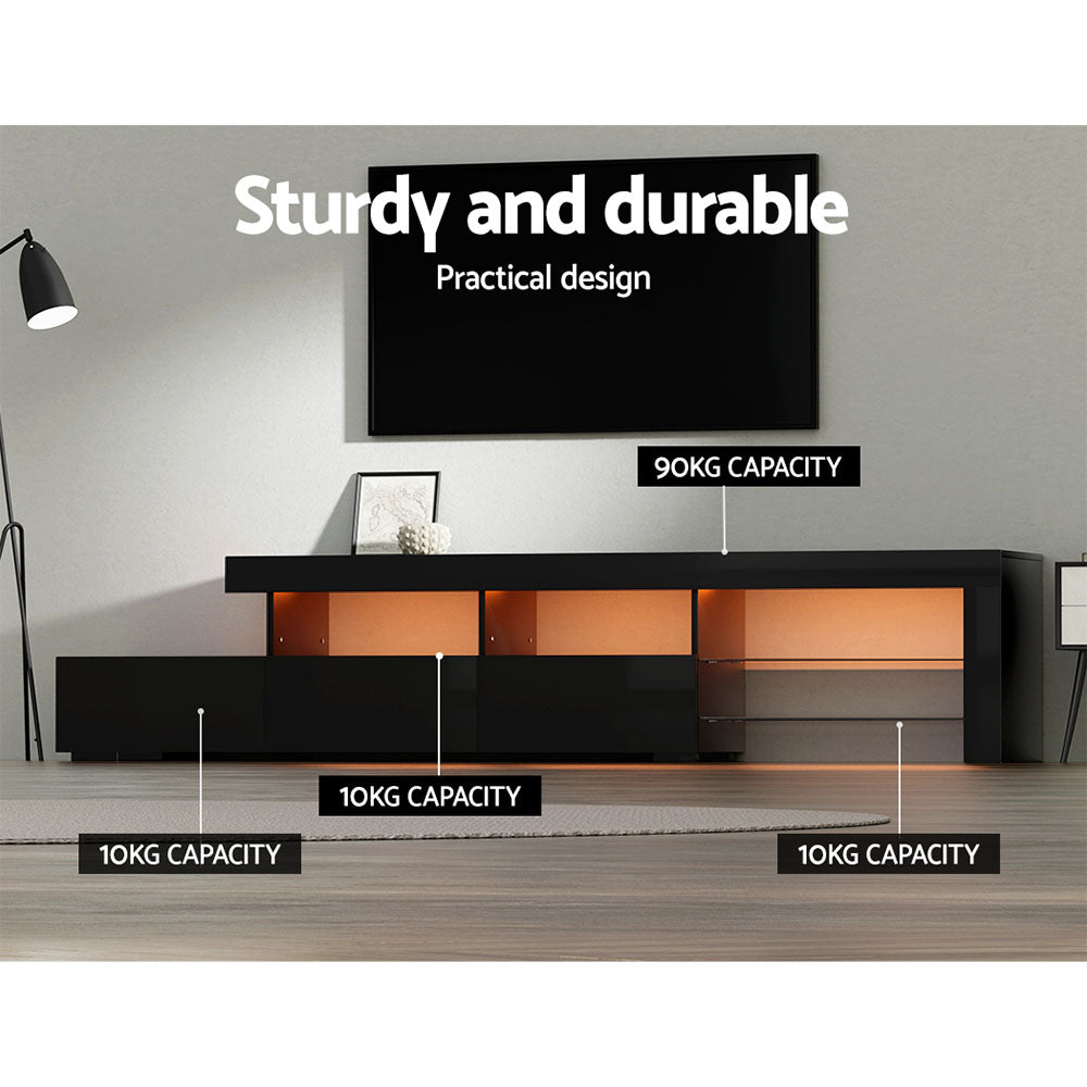 Marlook Entertainment Unit TV Cabinet LED 215cm Black Caya