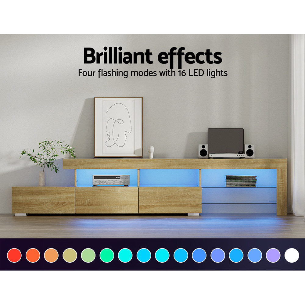 Marlook Entertainment Unit TV Cabinet LED 215cm Pine Caya