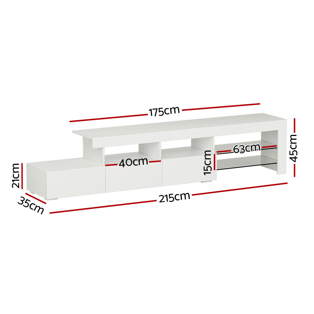 Marlook Entertainment Unit TV Cabinet LED 215cm White Caya