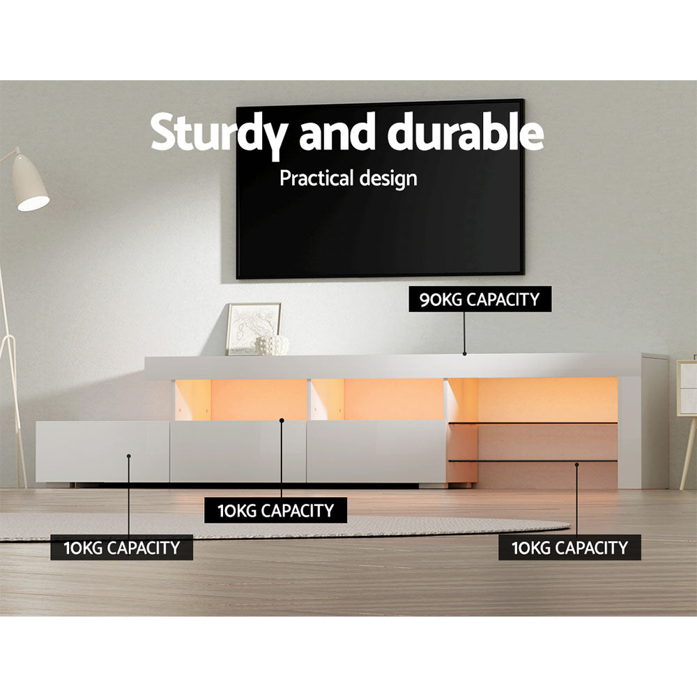 Marlook Entertainment Unit TV Cabinet LED 215cm White Caya
