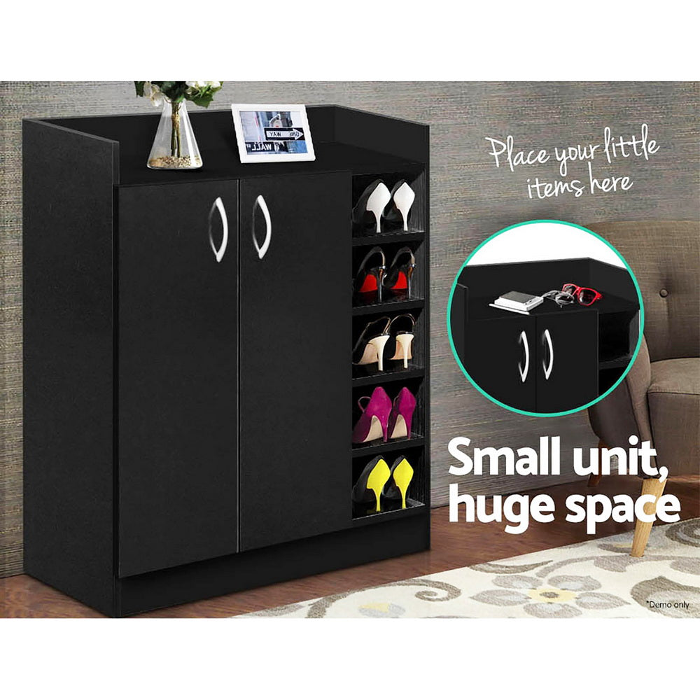 Marlook Shoe Rack Cabinet 21 Pairs Adjustable Shelves Black Clair