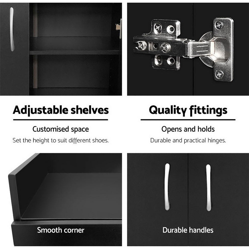 Marlook Shoe Rack Cabinet 21 Pairs Adjustable Shelves Black Clair