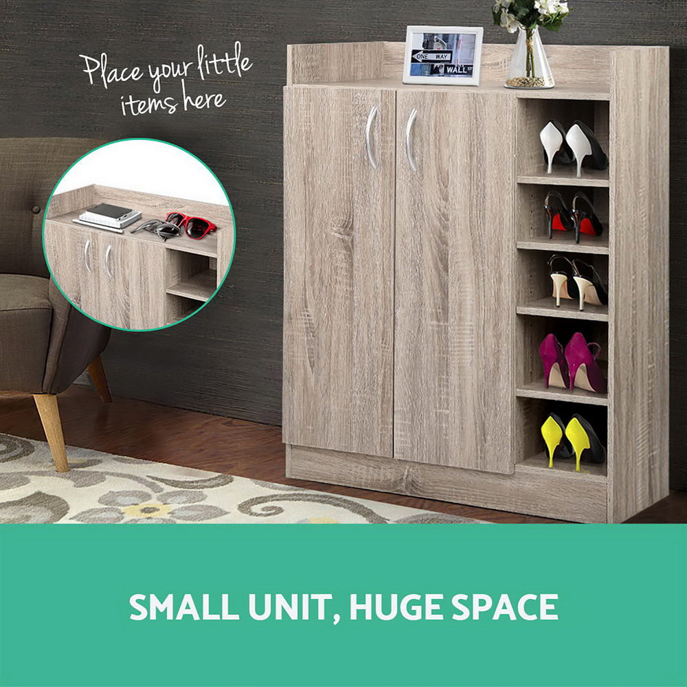 Marlook Shoe Rack Cabinet 21 Pairs Adjustable Shelves Pine Clair