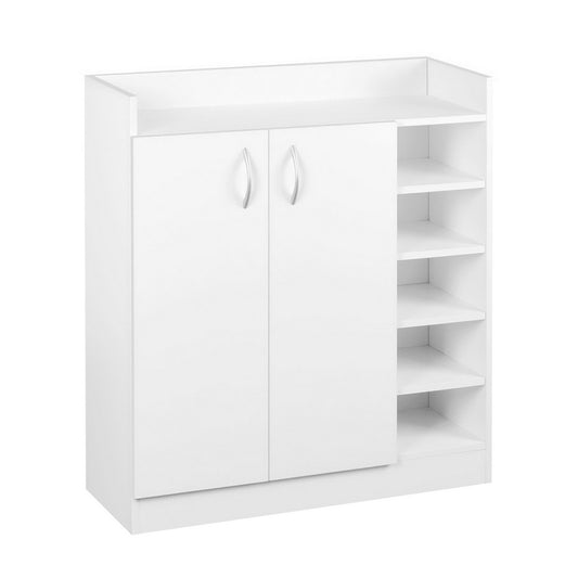 Marlook Shoe Rack Cabinet 21 Pairs Adjustable Shelves White Clair