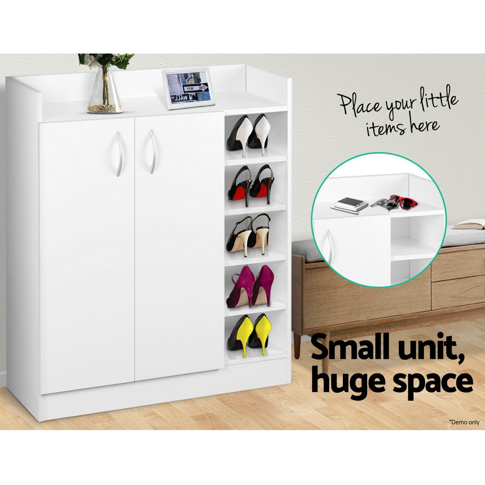 Marlook Shoe Rack Cabinet 21 Pairs Adjustable Shelves White Clair